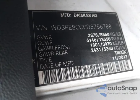 2013 Mercedes-Benz Sprinter 2500 High Roof from USA, damaged, VIN WD3PE8CC0D5756788